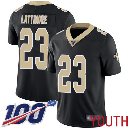 New Orleans Saints Limited Black Youth Marshon Lattimore Home Jersey NFL Football #23 100th Season Vapor Untouchable Jersey->women nfl jersey->Women Jersey